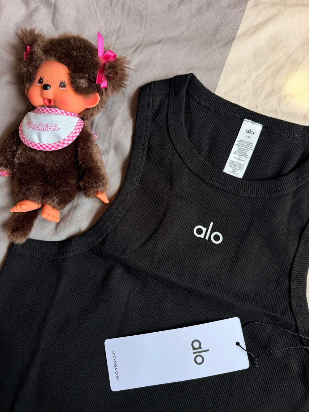 ALO Yoga women Black Ribbed Tank Top brand new with tag, size L #aloyoga - Picture 5 of 5